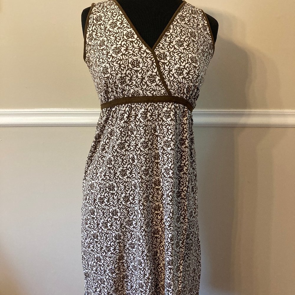 Eddie Bauer Brown & White Floral Print Sundress
